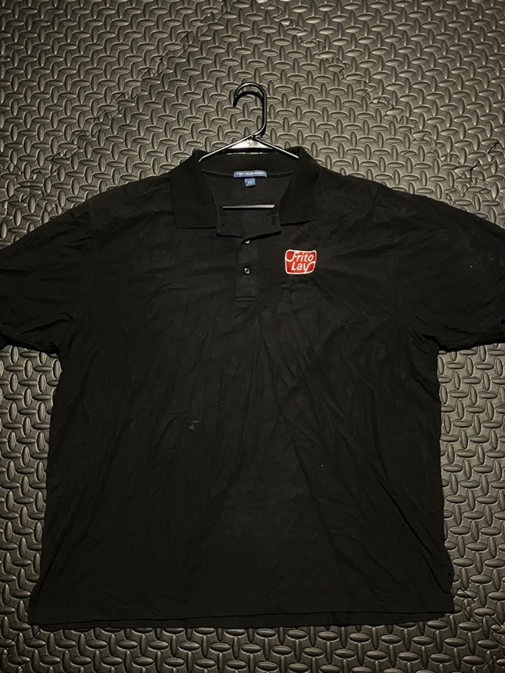 Port Authority Black Polo with Red Frito-Lay Chest Patch